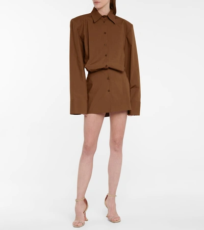 Shop Attico Cotton Shirt Dress In Brown