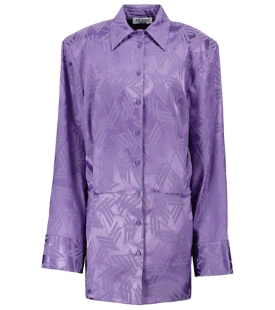 Shop Attico Jacquard Shirt Dress In Purple