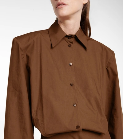 Shop Attico Cotton Shirt Dress In Brown