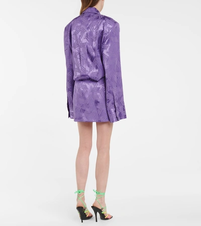 Shop Attico Jacquard Shirt Dress In Purple