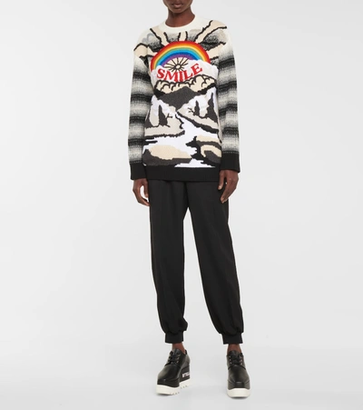 Shop Stella Mccartney Intarsia-knit Wool And Cotton Sweater In White