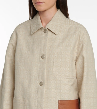 Shop Loewe Anagram Jacquard Cotton Jacket In White