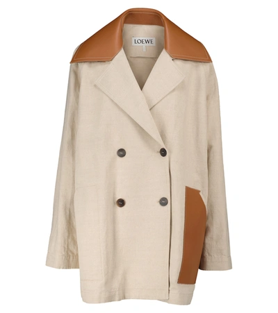 Shop Loewe Cotton And Linen Canvas Jacket In Brown