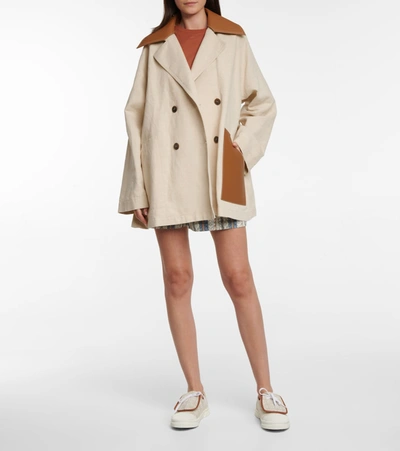 Shop Loewe Cotton And Linen Canvas Jacket In Brown