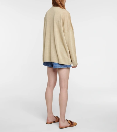 Shop Loewe Love Linen-blend Sweater In Beige