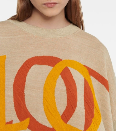 Shop Loewe Love Linen-blend Sweater In Beige