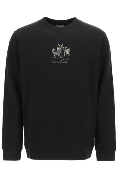 Shop Burberry Graphic Embroidered Sweatshirt In Black