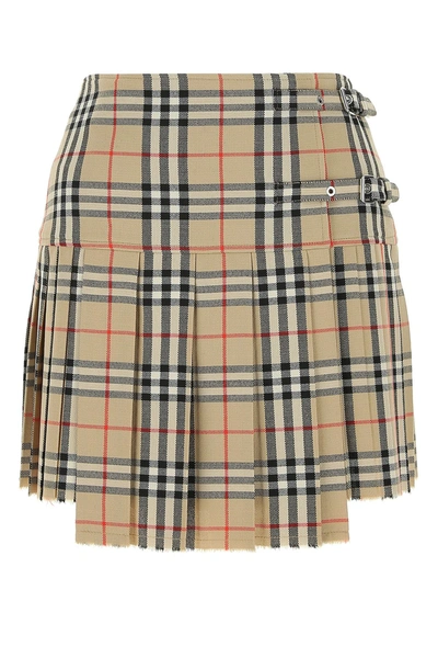 Shop Burberry Vintage Check Pleated Skirt In Multi