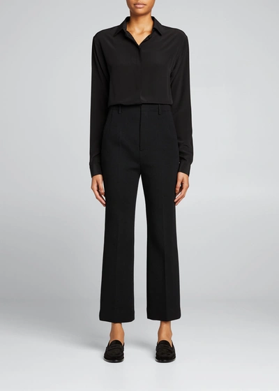 Shop Saint Laurent Cropped Wool-blend Pants In Nero