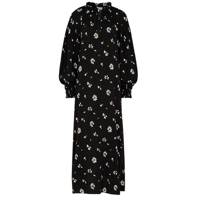 Shop Rosetta Getty Floral-print Viscose Maxi Dress In Black