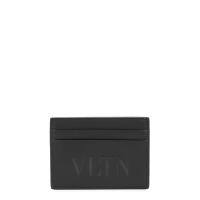 Shop Valentino Garavani Vltn Black Leather Card Holder