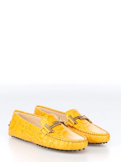 Shop Tod's Gommino Logo Plaque Embossed Loafers In Orange