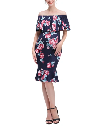Shop Kimi & Kai Maternity Kathryn Off-shoulder Floral-print Dress In Multicolored