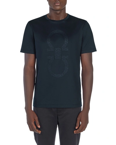 Shop Ferragamo Men's Gancio Logo T-shirt In Dark Navy
