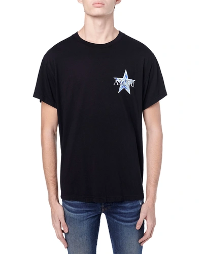 Shop Amiri Men's Paisley Star Logo T-shirt In Black Ic