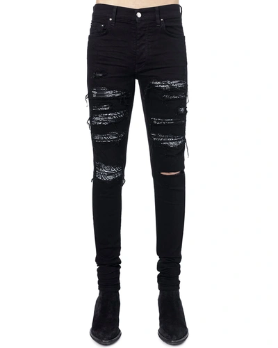 Shop Amiri Men's Bandana Thrasher Skinny Jeans In Black