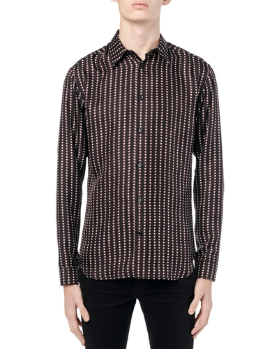 Shop Amiri Men's Hearts Silk-blend Sport Shirt In Black