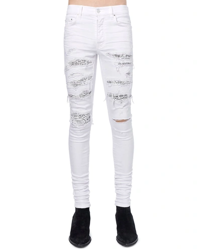 Shop Amiri Men's Bandana Thrasher Skinny Jeans In White