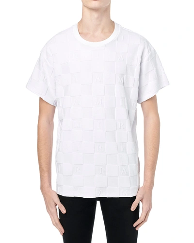 Shop Amiri Men's Checkered Logo Towel T-shirt In Blanc