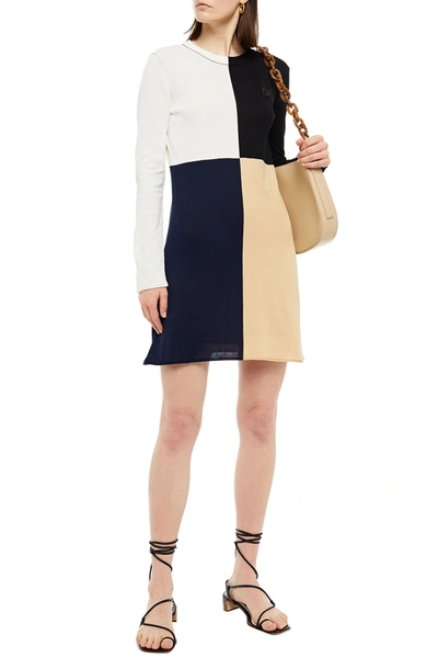 Shop M Missoni Cutout Color-block Cotton Mini Dress In Black