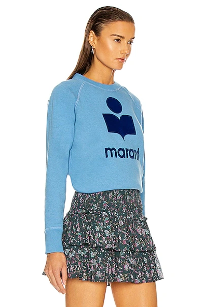 Isabel Marant Étoile Moby Flocked Cotton-blend Jersey Sweatshirt In Light  Blue | ModeSens