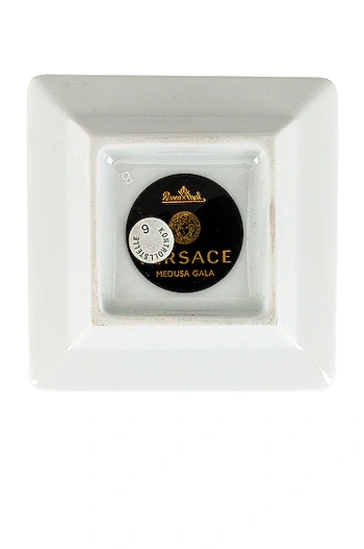Shop Versace Medusa Gala Tray 3 1/2 Inch In White & Gold