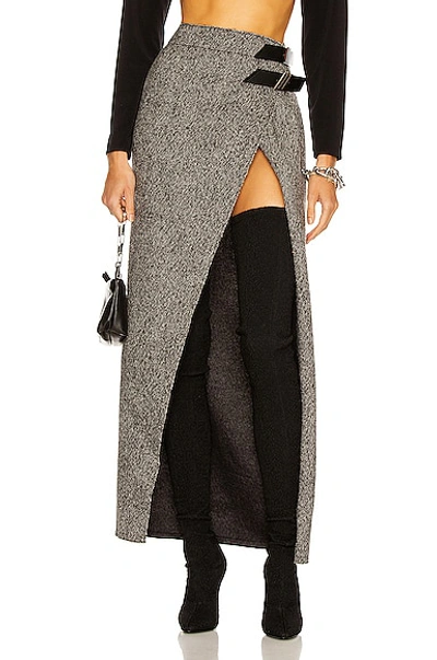 Shop Attico Wrap Midi Skirt In Grey
