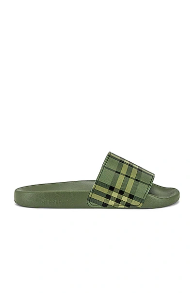 Shop Burberry Furley Slide Sandal In Military Green
