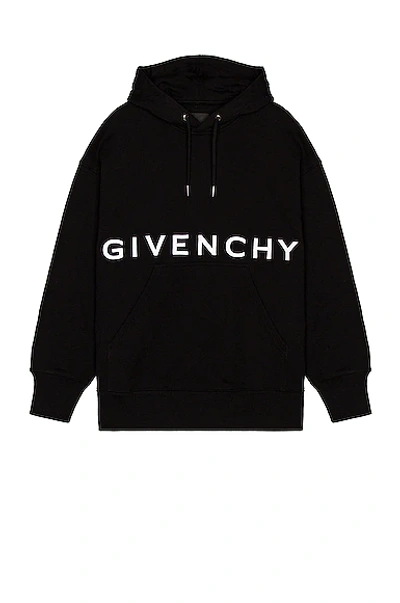 Shop Givenchy Logo Hoodie In Black