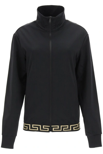 Shop Versace Greca Detail Track Jacket In Black
