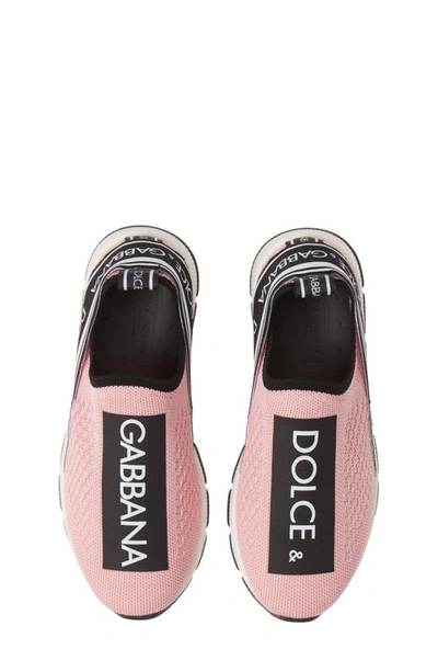 Shop Dolce & Gabbana Logo Knit Slip-on Sneaker In Pink