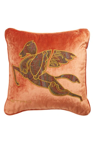 Shop Etro Somerset Embroidered Accent Pillow In Orange