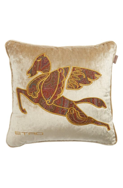 Shop Etro Somerset Embroidered Accent Pillow In Beige