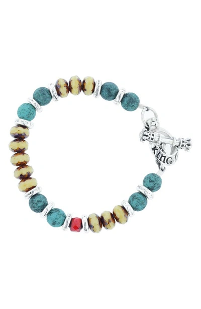 Shop King Baby American Voices Ceramic & Glass Bead Bracelet In Turquoise