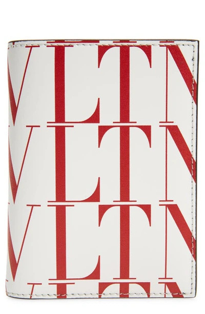 Shop Valentino Vltn Times Vertical Leather Card Case In Bianco Ottico
