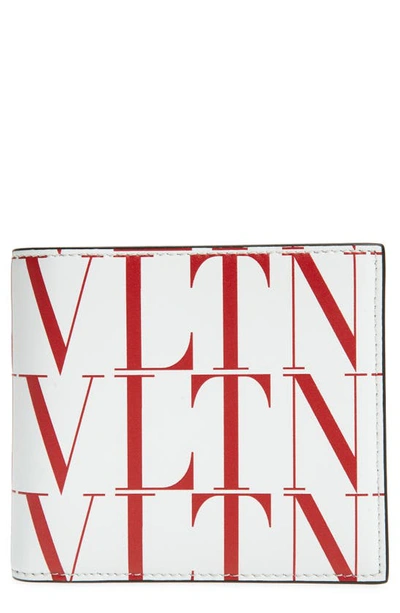 Shop Valentino Vltn Times Leather Bifold Wallet In Bianco Ottico