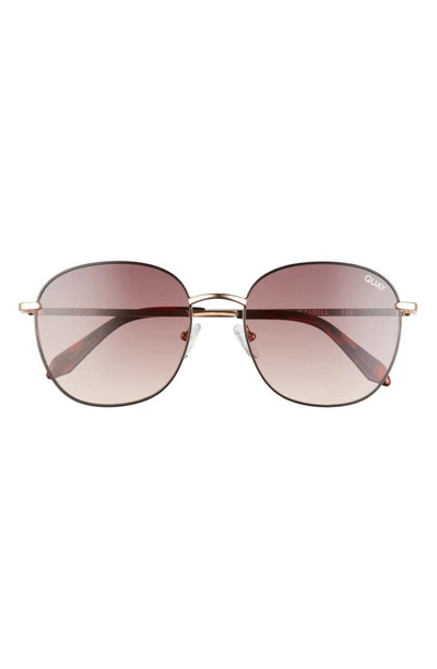 Shop Quay Jezabell 52mm Gradient Round Sunglasses In Black / Brown Orange Mirror