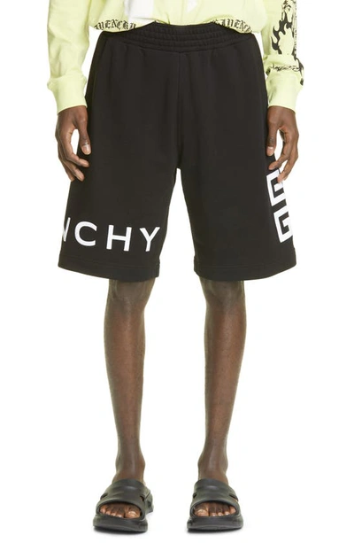 Shop Givenchy Logo Cotton Shorts In Black