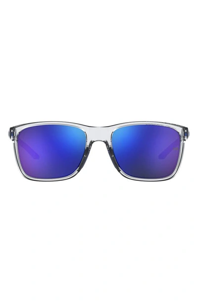 Shop Under Armour 56mm Mirrored Square Sunglasses In Cry Blue
