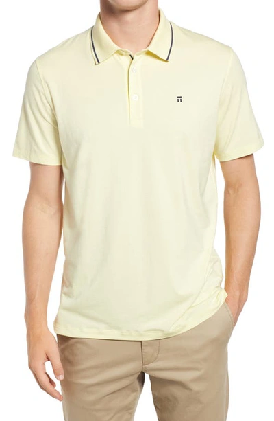 Shop Tommy John Second Skin Short Sleeve Tipped Polo In Wax Yellow