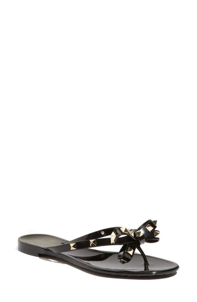 Shop Valentino Rockstud Jelly Thong In Black