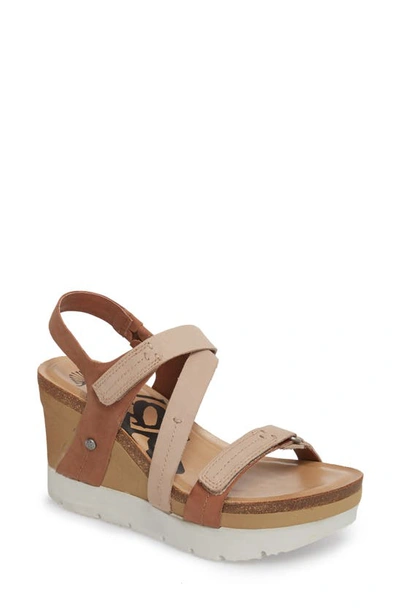Shop Otbt Wavey Wedge Sandal In Mid Brown Leather