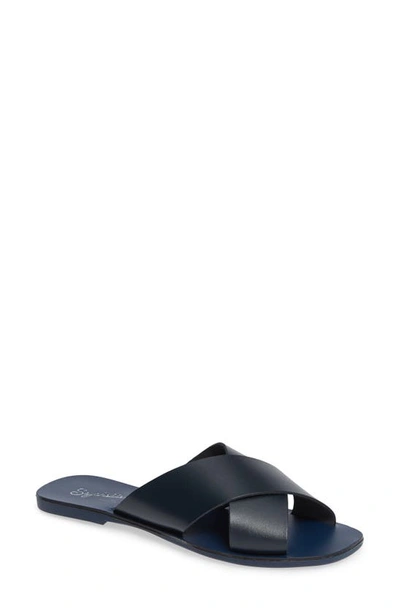 Shop Seychelles Total Relaxation Slide Sandal In Navy Leather