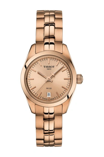 Shop Tissot Pr 100 Lady Small Bracelet Watch, 25mm In Rose Gold