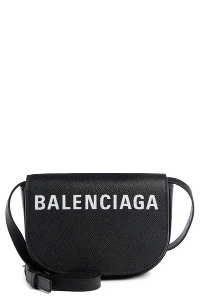 Shop Balenciaga Extra Small Ville Calfskin Saddle Bag In Black/ White