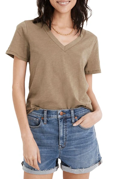 Shop Madewell Whisper Cotton V-neck T-shirt In Distant Surplus