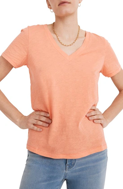 Shop Madewell Whisper Cotton V-neck T-shirt In Coastal Coral