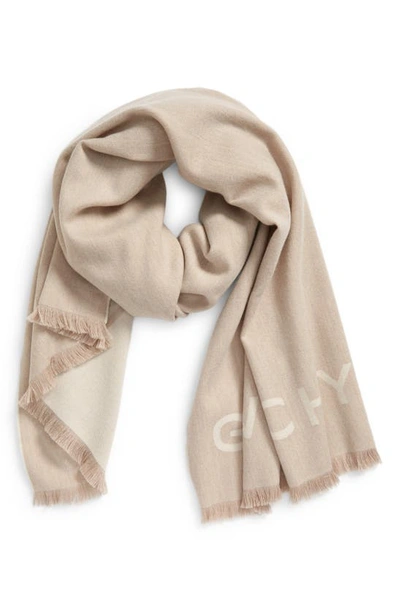Givenchy Logo Wool & Cashmere Scarf In Beige/ White | ModeSens