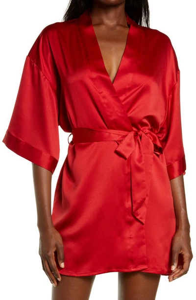Shop Black Bow Muse Robe In Tango Red