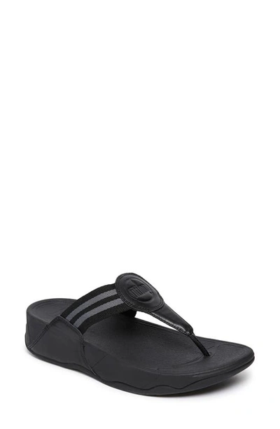 Shop Fitflop Walkstar Flip Flop In All Black Nappa Leather